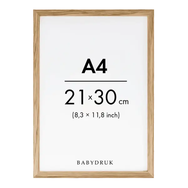 Birth poster frame oak a4