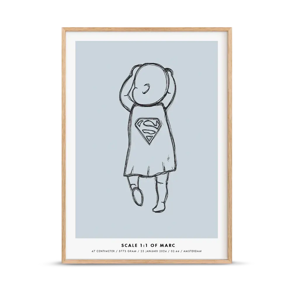 Birth poster superhero blue Birth poster superhero blue